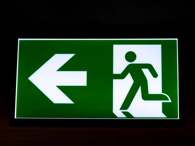 exit, emergency exit, escape route, exit, exit, exit, exit, exit, emergency exit. Escape game owners: insurance lines a Vegas venue needs