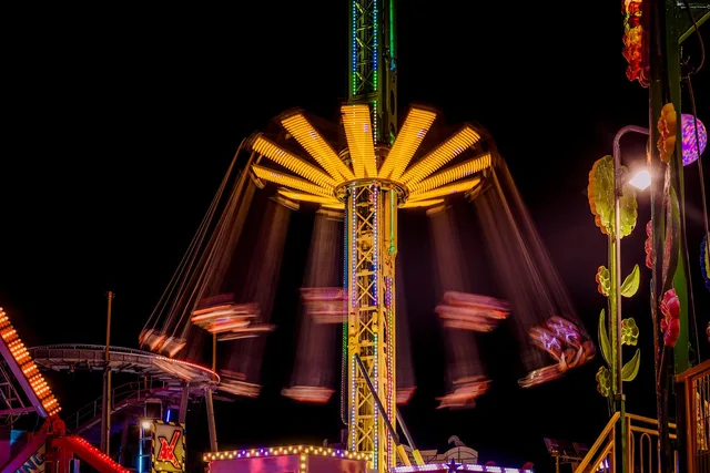 theme park, theme park ride, night lights, evening, amusement park, amusement park ride, theme park, theme park, theme park, theme park, theme park. Escape room and family entertainment center operations: safety overview